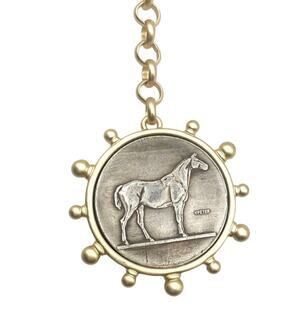 Gold Horse Coin Necklace | Equestrian Medallion Pendant | Horse Jewelry Gift